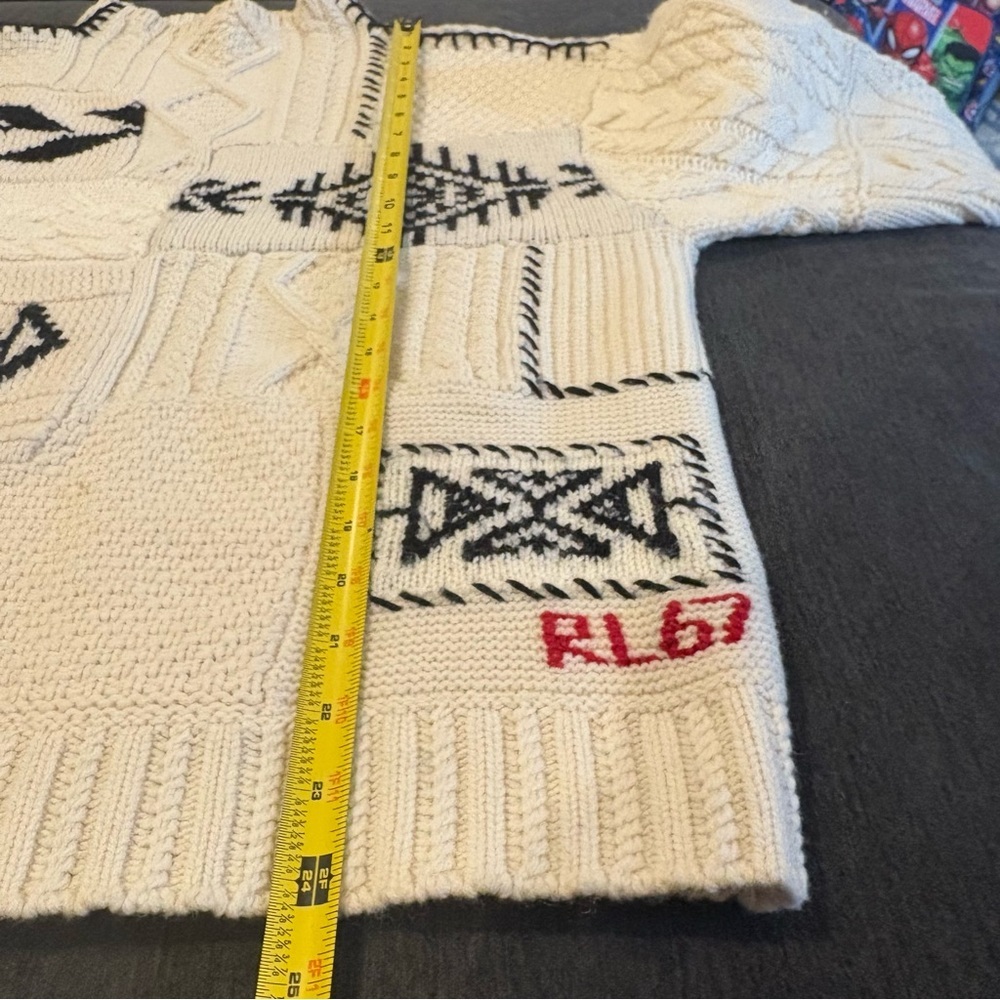 Ralph Lauren CableKnit Wool Alpaca Sweater Horse Equestrian Patchwork Mock Neck - Picture 4 of 7